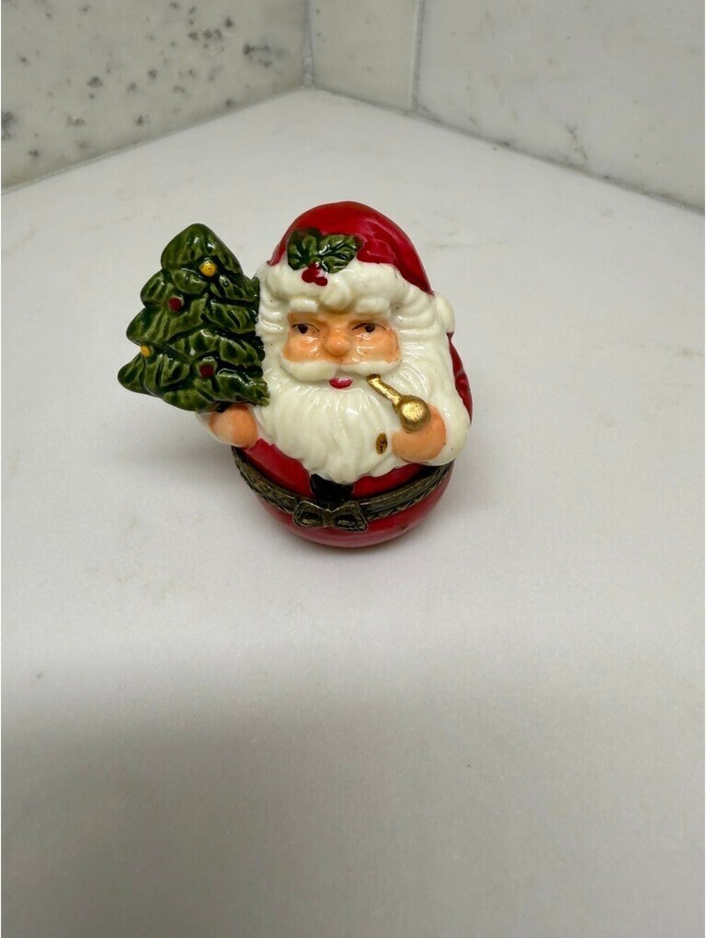 Vintage Midwest of Cannon Falls PHB Santa Claus Porcelain Hinged Trinket